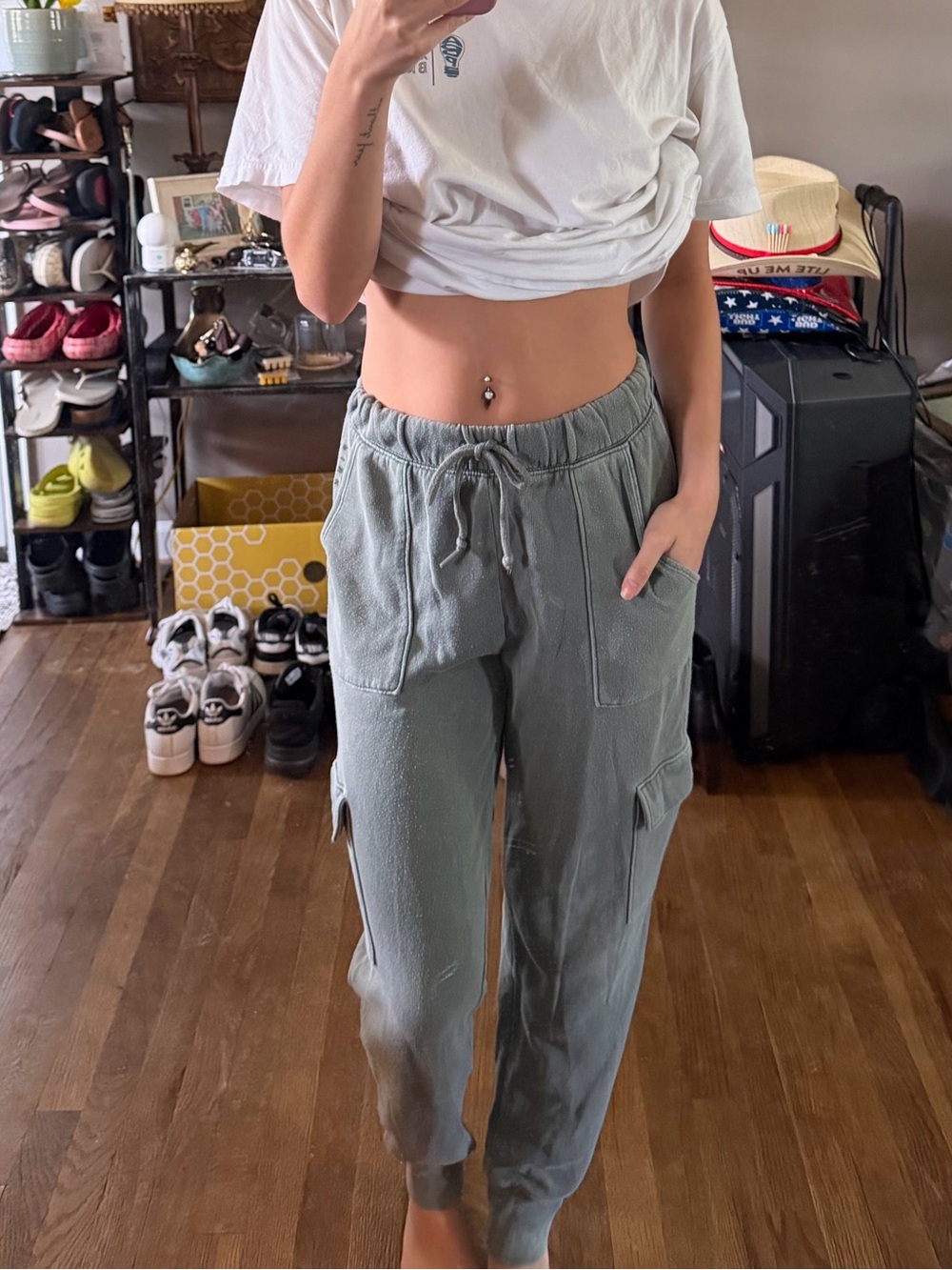 PINK Victoria's Secret Sage Green Cargo Joggers